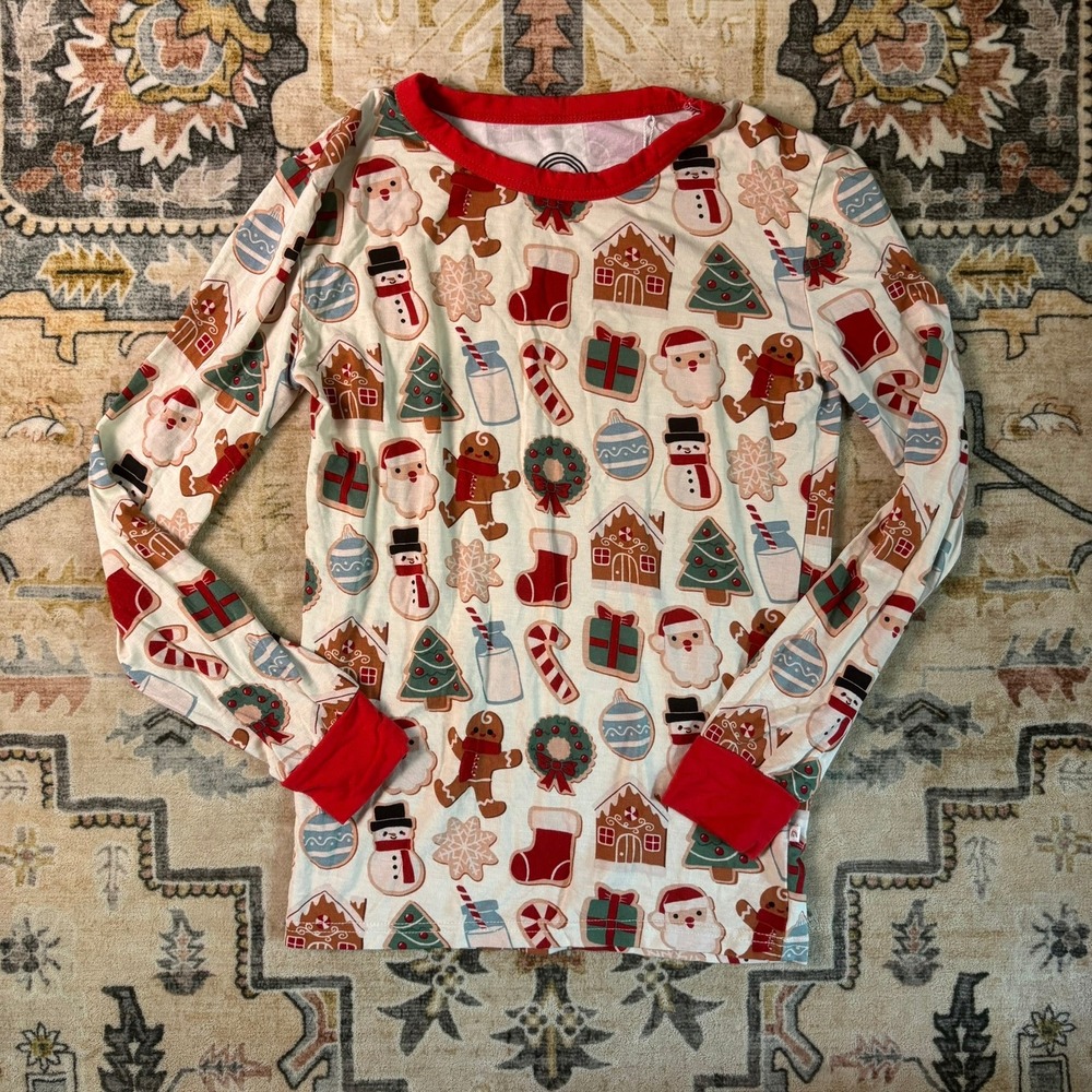 Emerson and Friends Christmas Holiday Cookie Bamboo Viscose Pajama Top Kids 6/7T - Picture 2 of 8